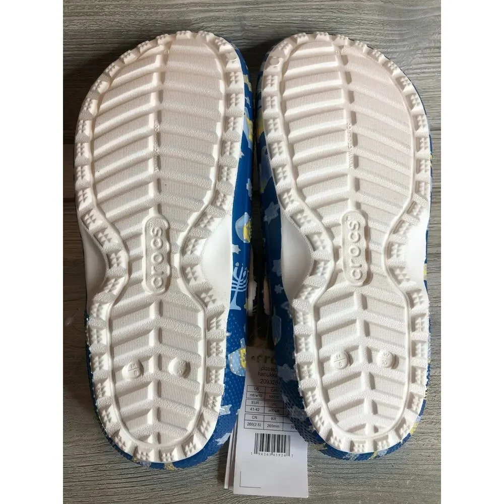 Crocs Classic Lined Holiday Clog Hanukkah 209326-90H Menorah Blue Star M8 W10